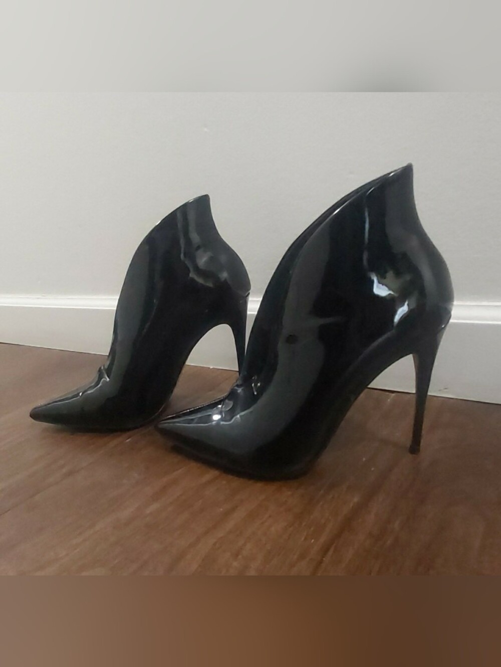 Aldo Black Patent Pointed Stiletto Ankle Booties
